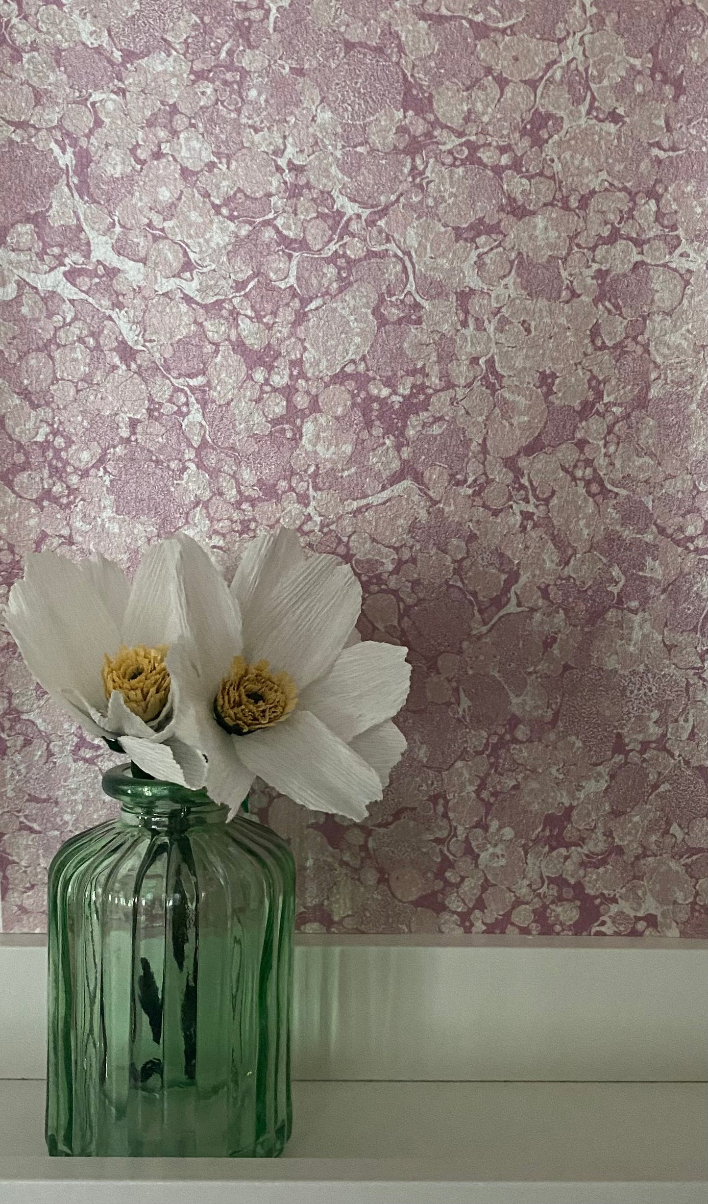 In Stock: Printed Wallpaper - 'Ditzy' Col: Eglantine- Mica Coated Non-Woven