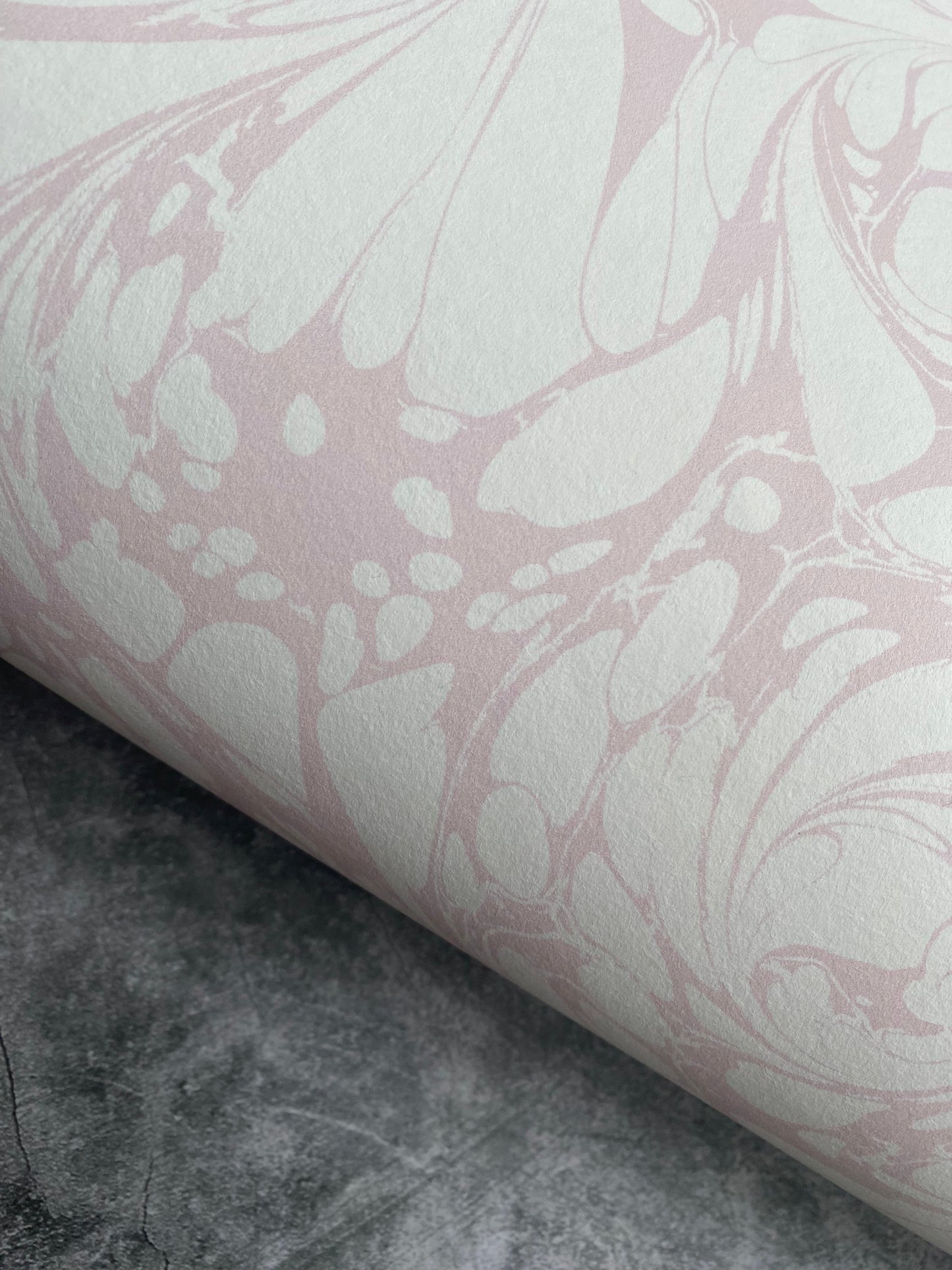 In Stock: Printed Wallpaper - 'Flourish' Col: Candytuft - Eco Non-Woven