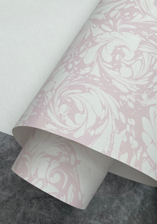 In Stock: Printed Wallpaper - 'Flourish' Col: Candytuft - Eco Non-Woven
