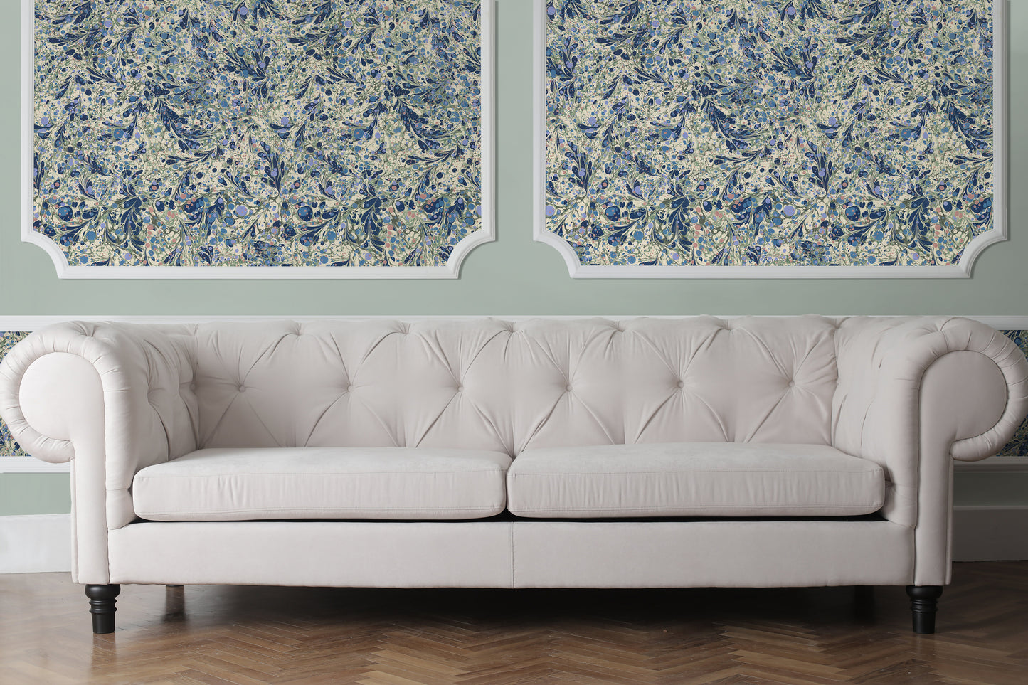 Printed Wallpaper - 'Juniper' Colour: Blue Anise - Eco Non-Woven
